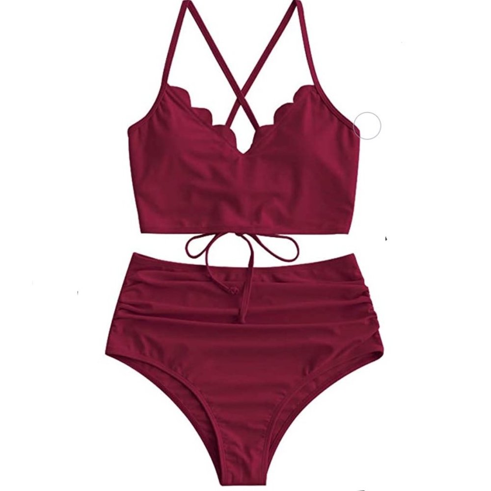 ZAFUL High Waisted Bikini Set Scoop Neck